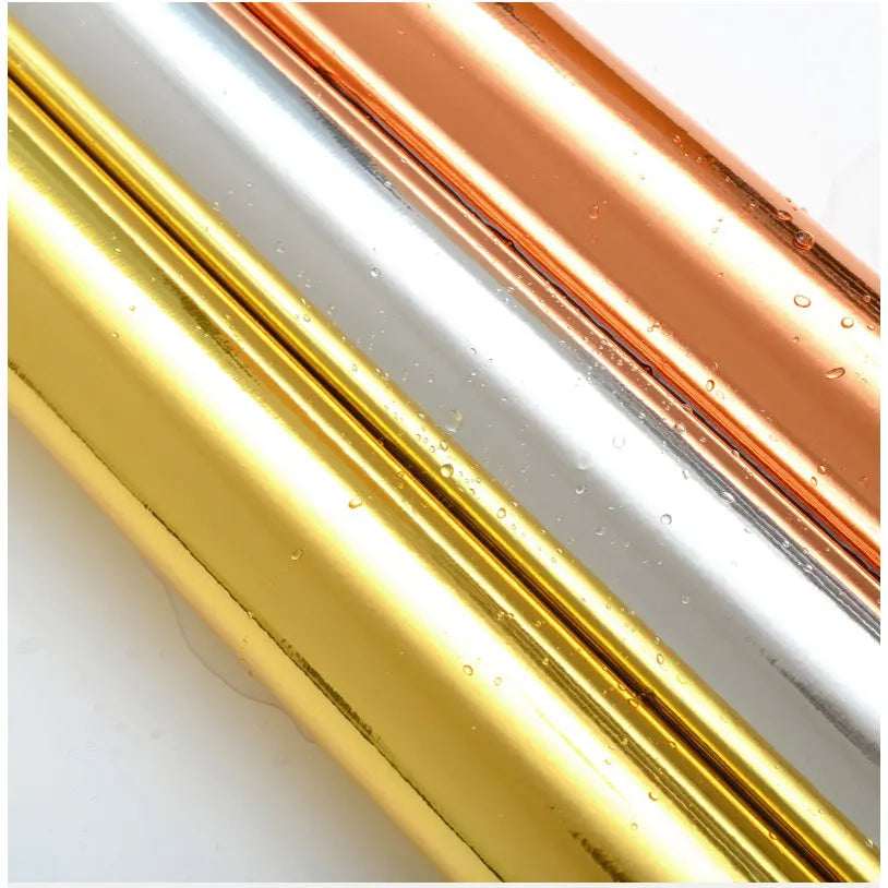 Self-Adhesive Stainless Steel Imitate StickersWaterproof Oil Proof Silver Gold Metal Film for RefrigeratorsElevator Doors