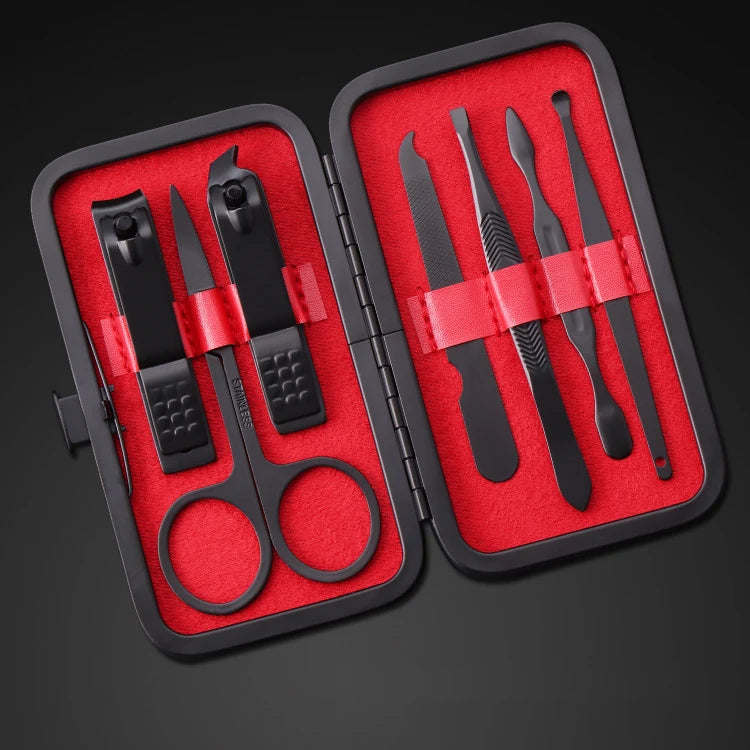 7pcs/set Home Beauty Personal Care Tools Mens Black De Pedicure E Manicure Kit Finger Nail Clipper Set for Men