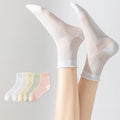 Wholesale Solid Cotton Mesh Crew Socks Girls Stockings Fittable Breathable Ruffled Socks for Women