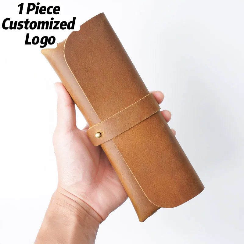 Large-Capacity Retro Genuine Leather Cowhide Chic Simple Special Purpose Bag Storage Stationery Bag Pencil Box