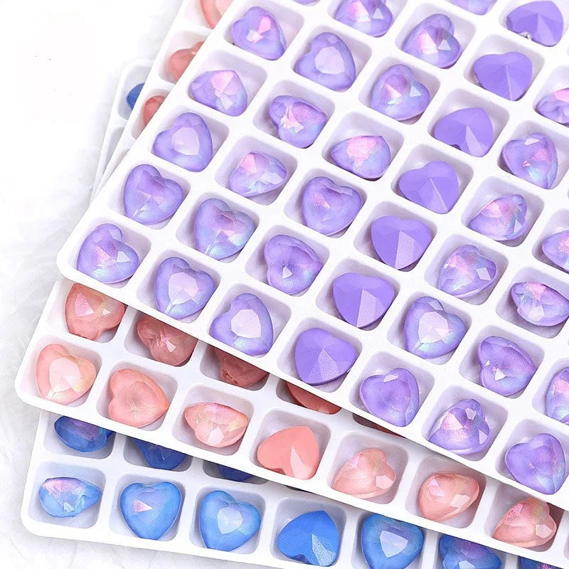 8mm Aurora Mocha Heart Shining Nail Art Rhinestones 3D Glass Loose Rhinestones