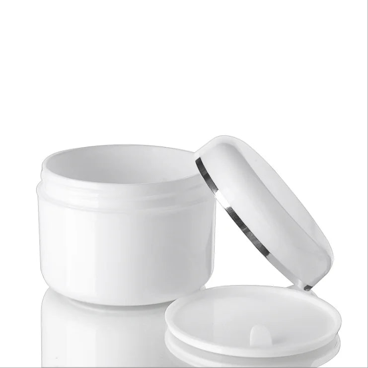 Silver Foil 3.5oz Plastic PP Jar Dual Layer Cream Jar With Lid 100gm Cosmetic Jar Factory Leak-Proof Twist Lids | Refillable