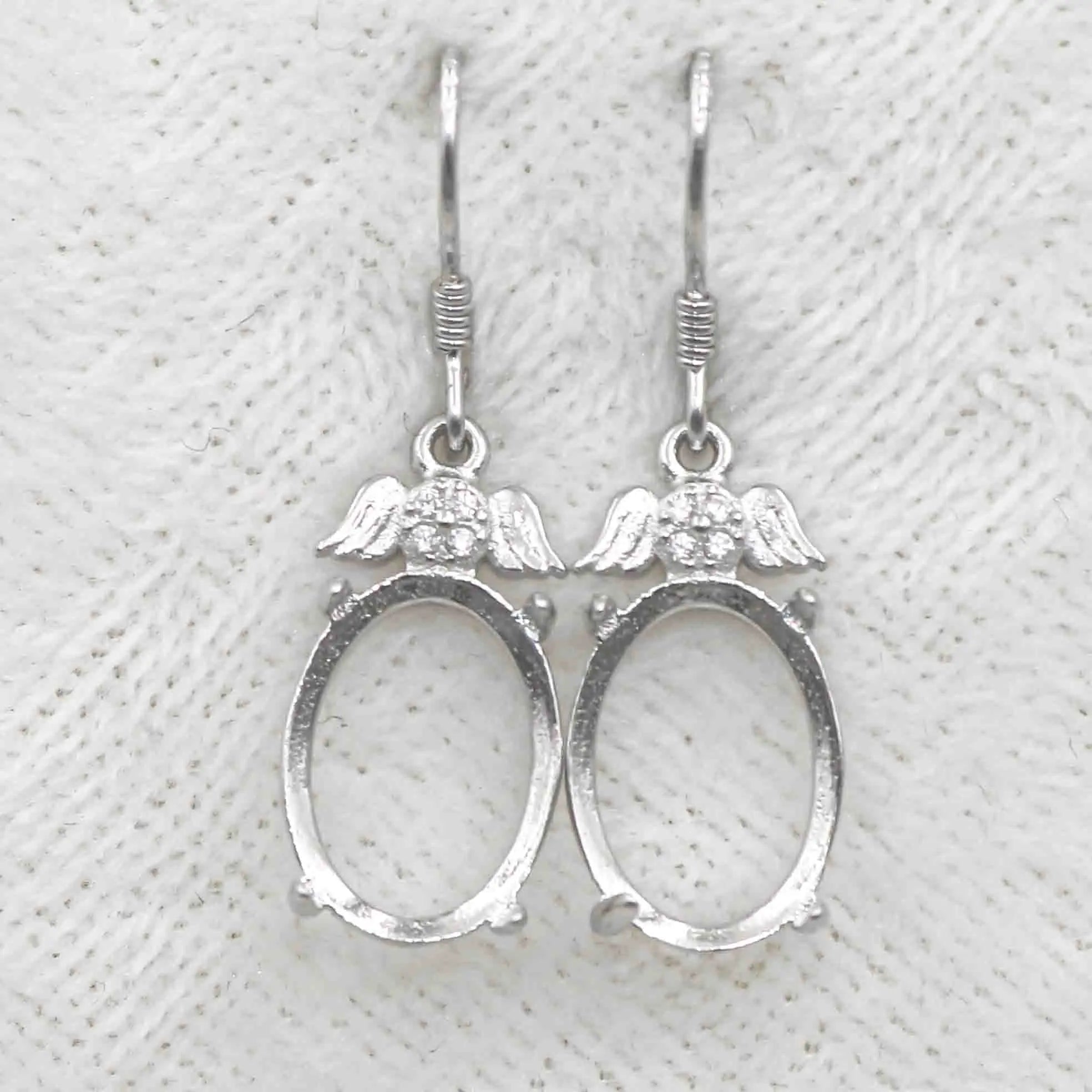 Sterling Silver 9*12mm Semi Mount Hook Earrings Empty Support Blank Claws Setting S925 Base Without Center Stone for DIY Inlay