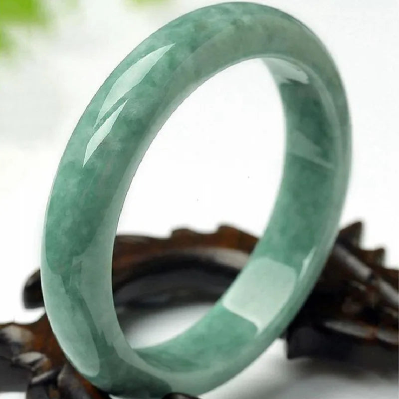 Fashion Boutique Jewelry Light Green Floating Flower Bracelet Natural Hand Carved Jade Stone Bangle