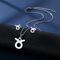 European and American Stainless Steel 12 Zodiac Necklace Earrings Jewelry Set Women Symbol Pendant Zodiac Set
