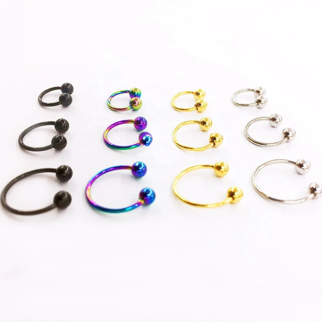 Gaby Horseshoe Nose Piercing Stainless Steel Circular Nose Ring Trendy Body Jewelry with Opal Stone for Wedding or Engagement