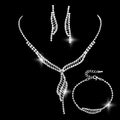 Yiwu Factory Wholesale Fashion Joker Full Diamond Necklace Earrings Bracelet European American Bride Suit Brass Zircon Material