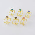 WX1862 Rings Multi Color Gemstone Bezel Ring Free Size Ring for Men and Women