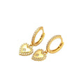 Fashion Women Lovely Jewelry 925 Sterling Silver Dainty Crystal Heart Drop CZ Zircon Earrings Wedding Bride Earring