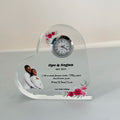 Personalized Souvenirs Gift Wedding Favors Heart Shaped Crystal Glass Clock