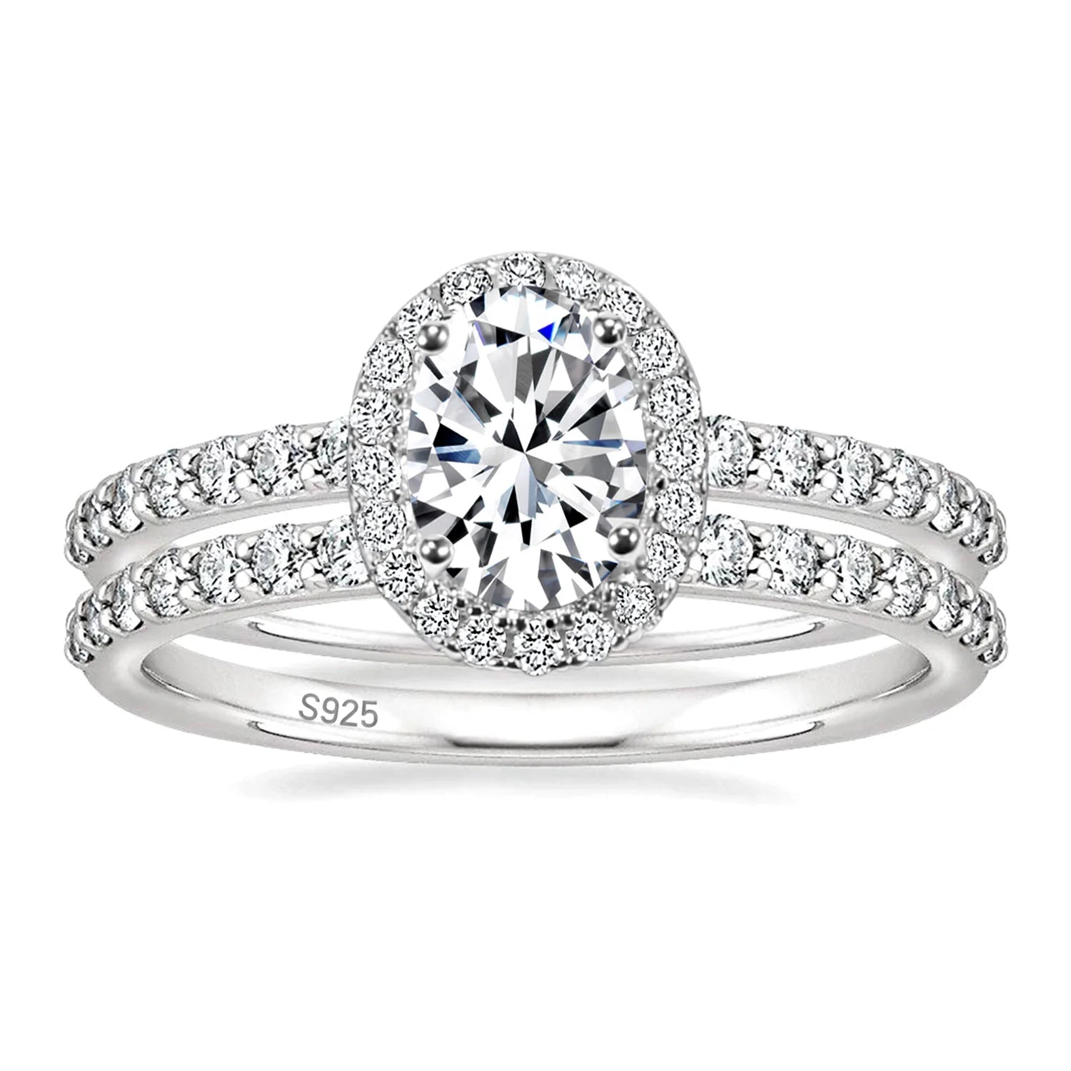 OAHLAN Fashion Ladies Luxury Jewelry 1.5 Carat Oval Cut Bridal Set Moissanite Rings for Women Wedding Engagement