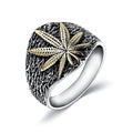 CAOSHI Two Tone Retro Leaf Hip Hop Carved Ring for Women Men