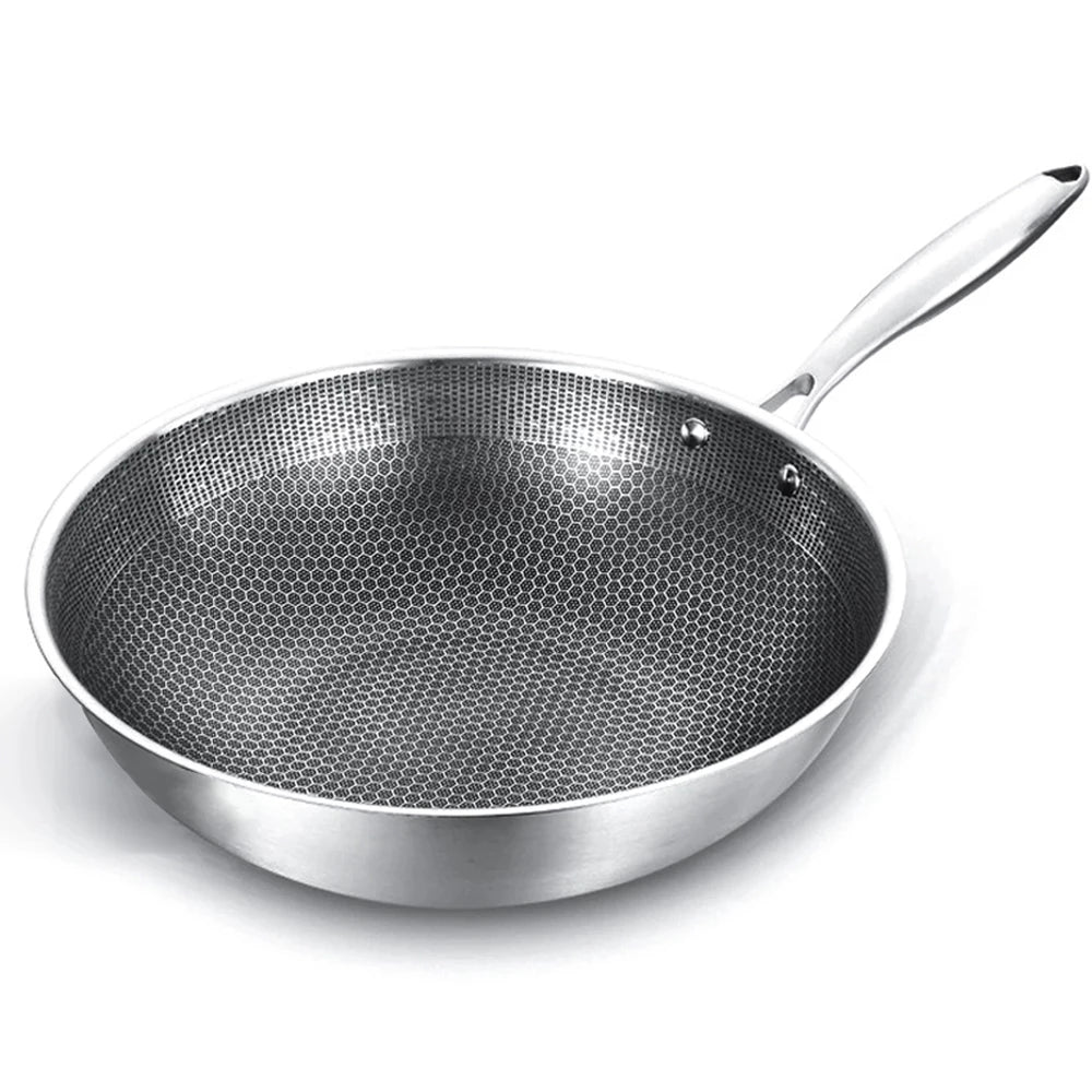 Wok Non-stick Wok Honeycomb Design Heating Electric Induction and Gas Stoves Non-coated Stainless Steel Induction Cooker WOKS