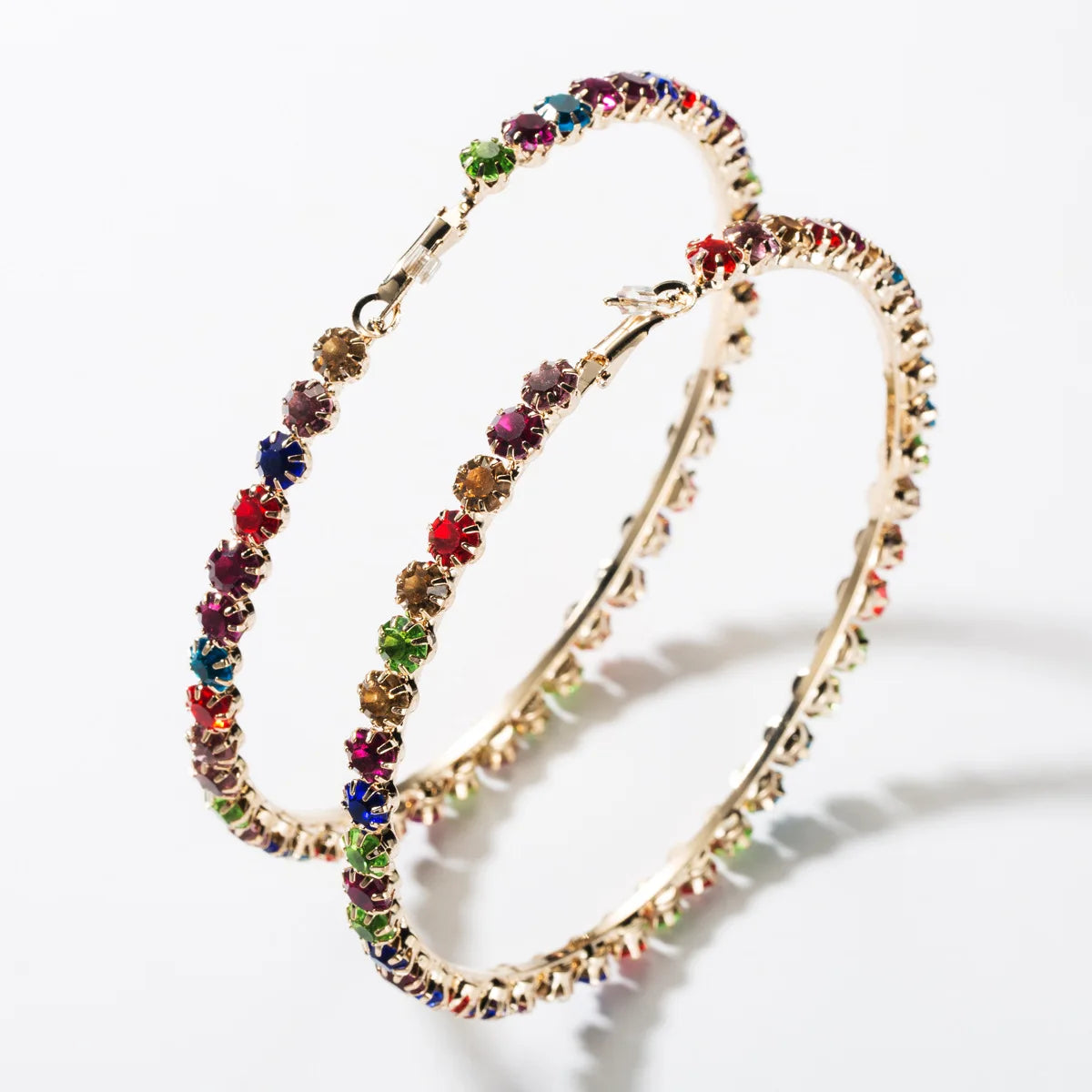 2020 Women Jewelry Big Large Gold Silver Plated Rhinestone Diamond Hoop Earrings Multi Colors