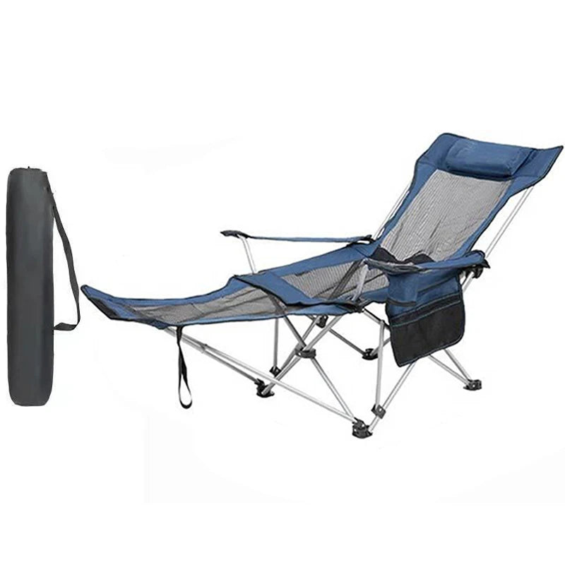 Lightweight Folding Beach Lounger with Removable Cushion Portable Chair for Camping Fishing and Outdoor Relaxation