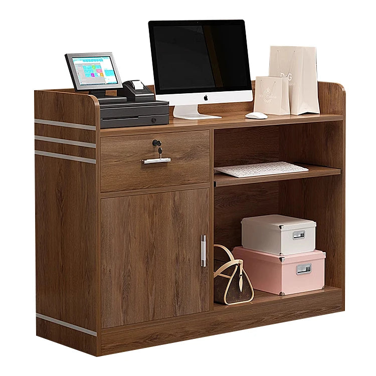 Modern Minimalist Wooden Locker Cabinet Reception Desk Private Panels Reception Counter for Hotel School Hospital Application