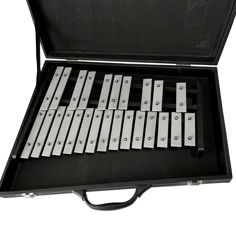 Sinomusik Double keys 25 Notes Metal Keys xylophone and Glockenspiel potable percussion musical instrument with case