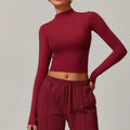 2025 New Women's Yoga Long Sleeve Gym Sports Top Quick Dry Tight Long Sleeve High Neck Low Waist Top Yoga Suit Custom logo
