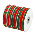 Wholesale Stock Christmas Decorations 15/20/25 mm Red Blue Glitter Stripe Ribbon Double Face Recycled Polyester Woven Grosgrain
