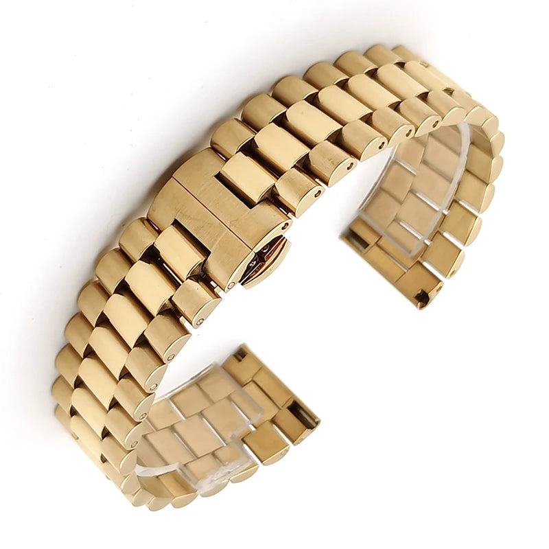 Maxtank Stainless Steel Fashion Watch Band with Butterfly Clasp 18mm Length Multi-Size Waterproof MegaBDM