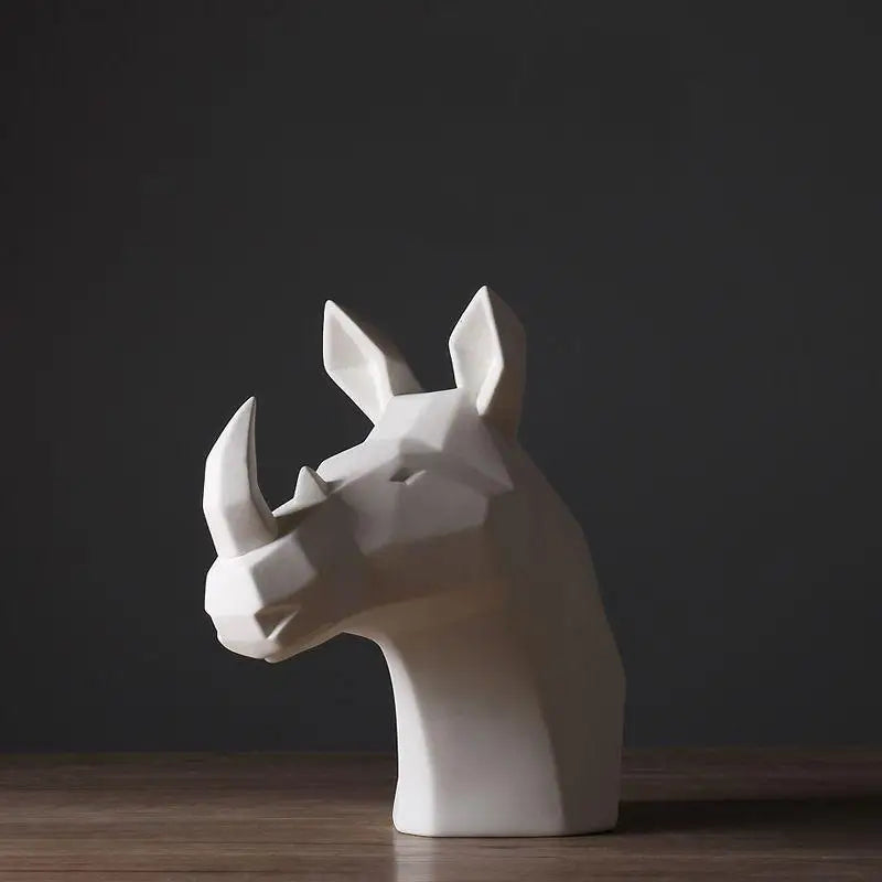 Wholesale Ceramic Rhinoceros Head Simple Desktop Decorative Home Furnishings Office Living Room Art Crafts Ornaments