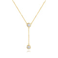 Hot Selling Simple 925 Silver Round Diamond Pendant Golden Clavicle Chain Necklace for Women