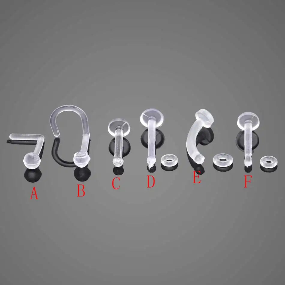 Bioplastic Flexible Acrylic Clear Nose Screw Stud Rings Eyebrow Cartilage Piercings Labret Retainer Bar Lip Piercings Jewelry