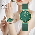 Shengke Luxury Ultra Thin Watch Women Fashion Quartz Watches Mesh Band Lady Wristwatch Female Reloj Mujer