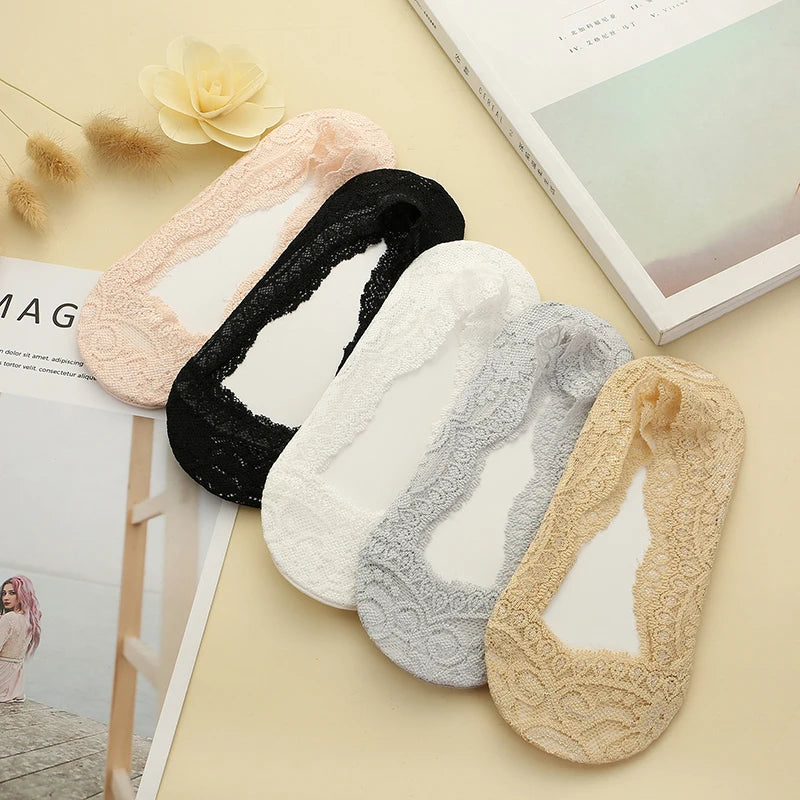 2024 Wholesale Cheap Price Lovely Invisible Woman Transparent Lace for Summer Non Slip No Show Socks