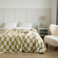 Wholesale King Size New Hot-selling Acrylic Fashion Checkered Super Large Size Knitted Throw Blanket for Autumn Winter QPG