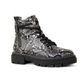 2024 New Women Chunky Lace up  Boots Platform Boots in Snake Pattern PU