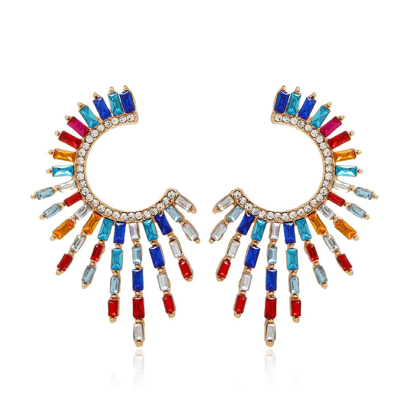 2022 New Simple Irregular Geometric Semicircle Earrings Fashion Earrings C-Shaped Diamonds Jewelry Accessories