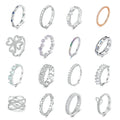 High Quality 925 Sterling Silver Cz Rings Lucky Four-leaf Clover Heart Design Cubic Ring for Making Jewelry Jiangyuan