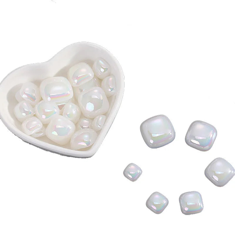 Wholesale DIY Necklace Bracelets Hair Accessories Jewelry Making White Square ABS Acrylic Loose Faux Pearls Beads Without Hole