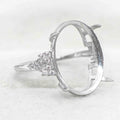Sterling Silver 14*17mm Semi Mount Ring Empty Frame Blank Support Claws Setting S925 Base Holder Without Center Stone for Inlay