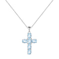 Symbolic Religion Spiritual Cross Pendant Natural Sky Blue Topaz Gemstone 925 Sterling Silver Custom Pendant Unisex Pendant