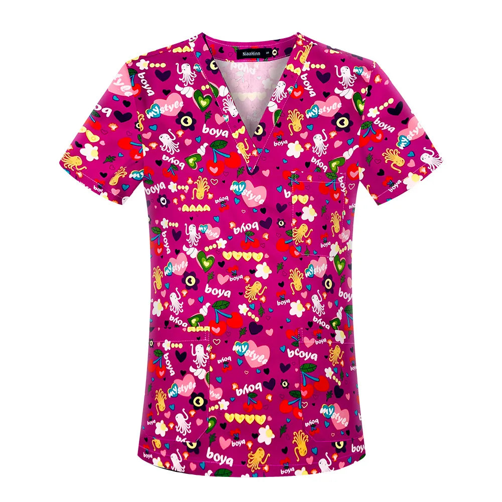 Factory Direct Supply Women Hospital Uniforms T-shirt Cotton Custom Cotton T-shirts