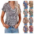 Wholesale Leopard Print Casual T-Shirt for Women Fashionable Polyester Top With Blank Design Outdoor Occasions Patterned Logo