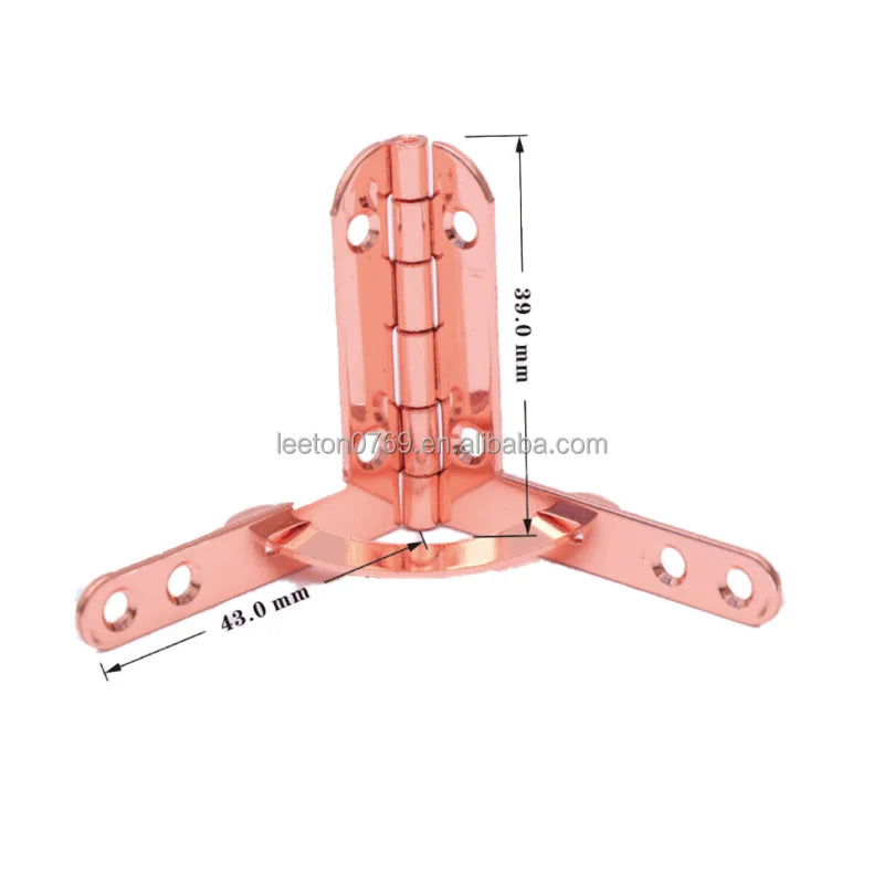 Stock Supply 39 X 43mm 90 Degree Shiny Rose Gold Quadrant Hinge for Wooden Boxes