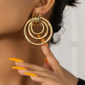 Big Vintage Metal Twisted Stud Earrings for Women Gold Color Charm Sexy Statement Spiral Whirlpool Jewelry Wholesale