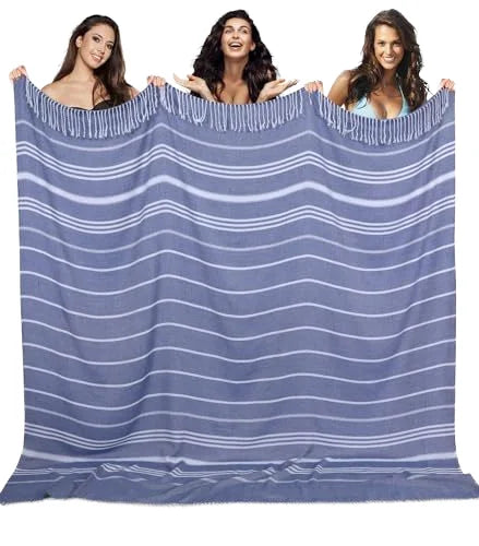 Super Soft Lightweight Turkish Beach Towel Quick Dry Absorbent Sand-Free Organic Cotton Yarn with Striped Pattern Large Size
