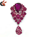 NEW SILVER FLOWER BOUQUET BROOCH FUCHSIA DIAMANTE CRYSTAL WEDDING PARTY PIN BROACH