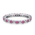 Dylam Dainty Classic Design S925 Silver Eternity Band Baguette Pink Green Blue 5A Cubic Zirconia Wedding Promise Bridal Rings