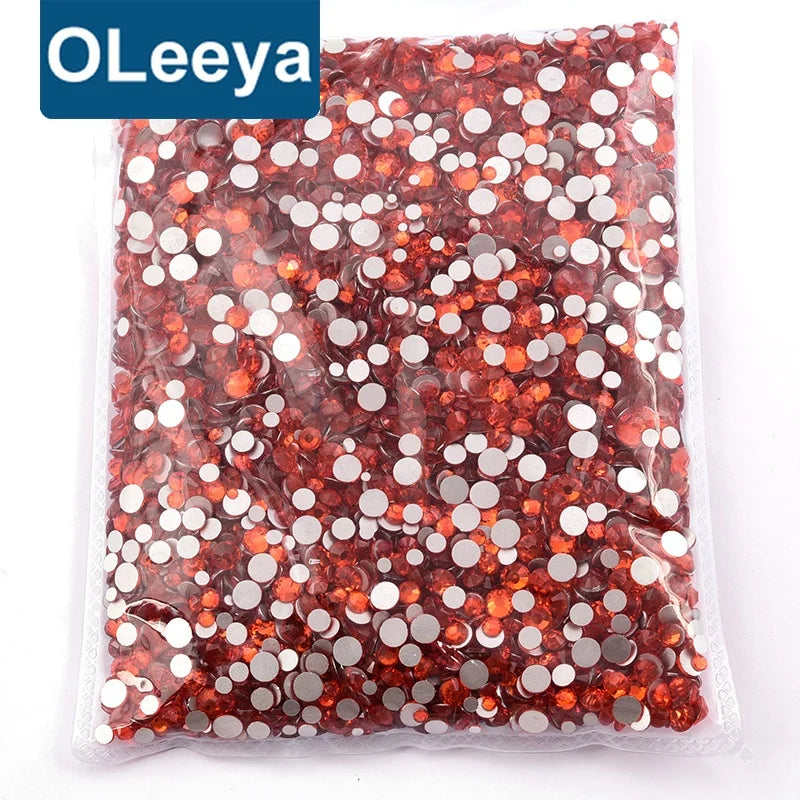 OLeeya Wholesale Mix Size Ss3 to Ss20 14400pcs Flatback Crystal Non Hot Fix Rhinestone for Nail Art DIY