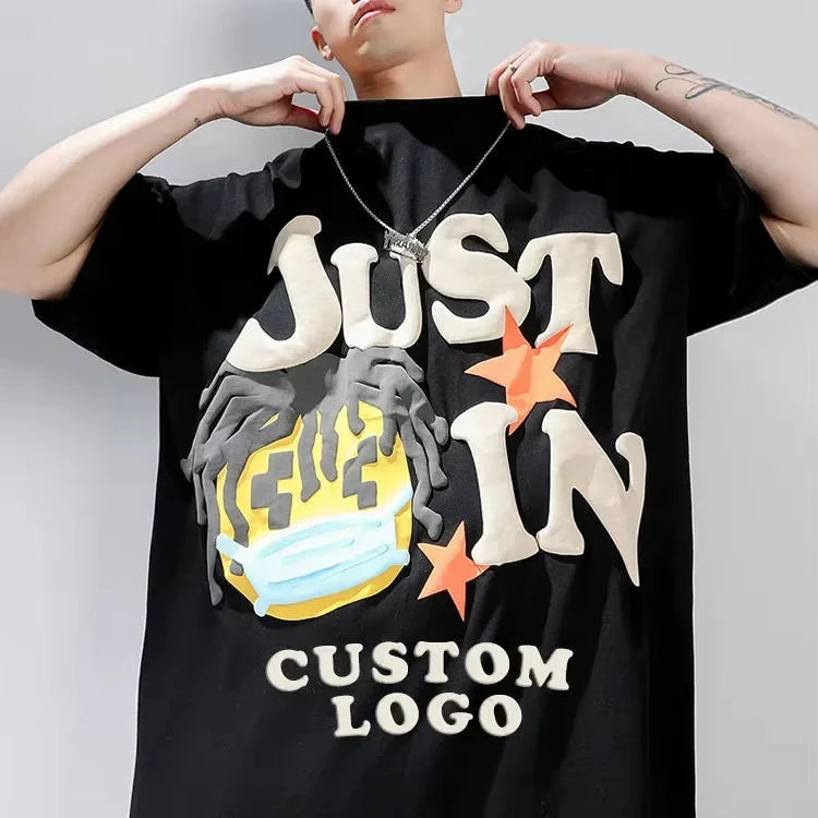 Heavyweight Knitted T-shirt for High Quality Oversized 260 Grams Custom Unisex 3D Animal Print Short Sleeve