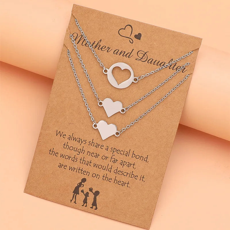 Stainless Steel Mom & Daughter Couple Set Necklace JEWELRY Mother's Day Gift Heart Butterfly Dandelion Pendant Matching Necklace