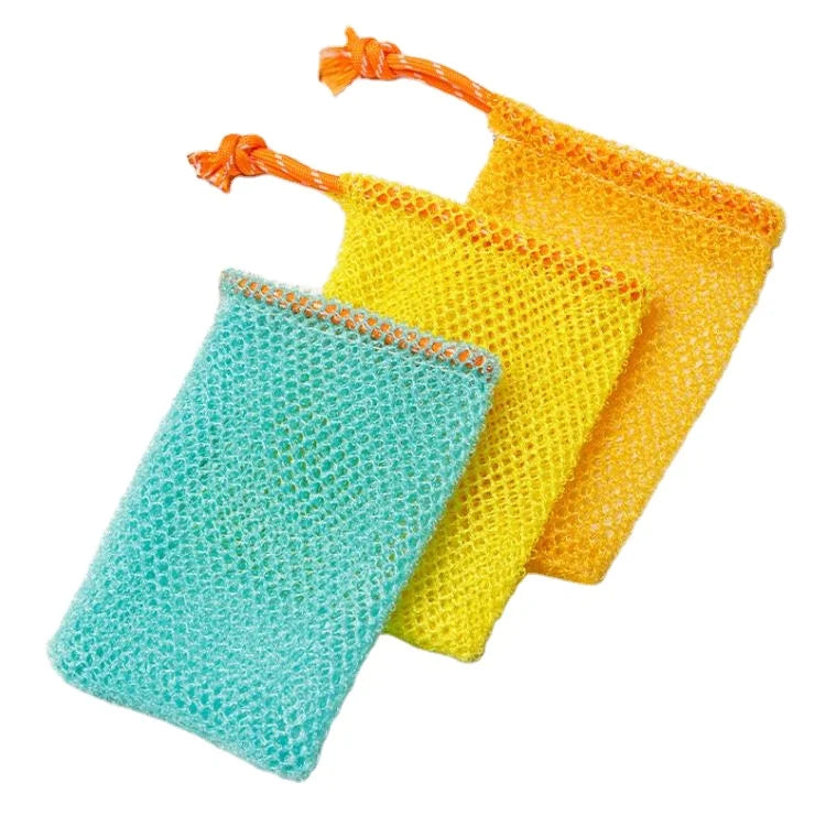 Natural Soap Saver Bag Exfoliating Pouch Household Bathroom Africa Bubble Net Mesh Nylon Soap Cleaning Drawstring Bags