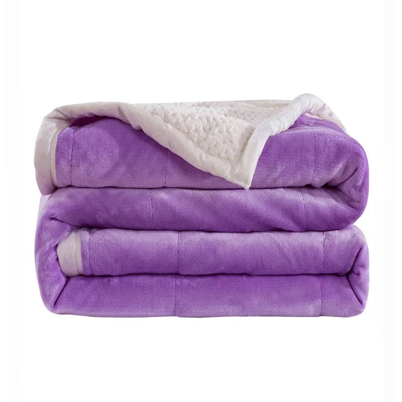 Wholesale Super Soft Factory Price Cheap Korean Heavy Fleece Blanket for Winter Thick Double-layer Knitted Portable Travel Home