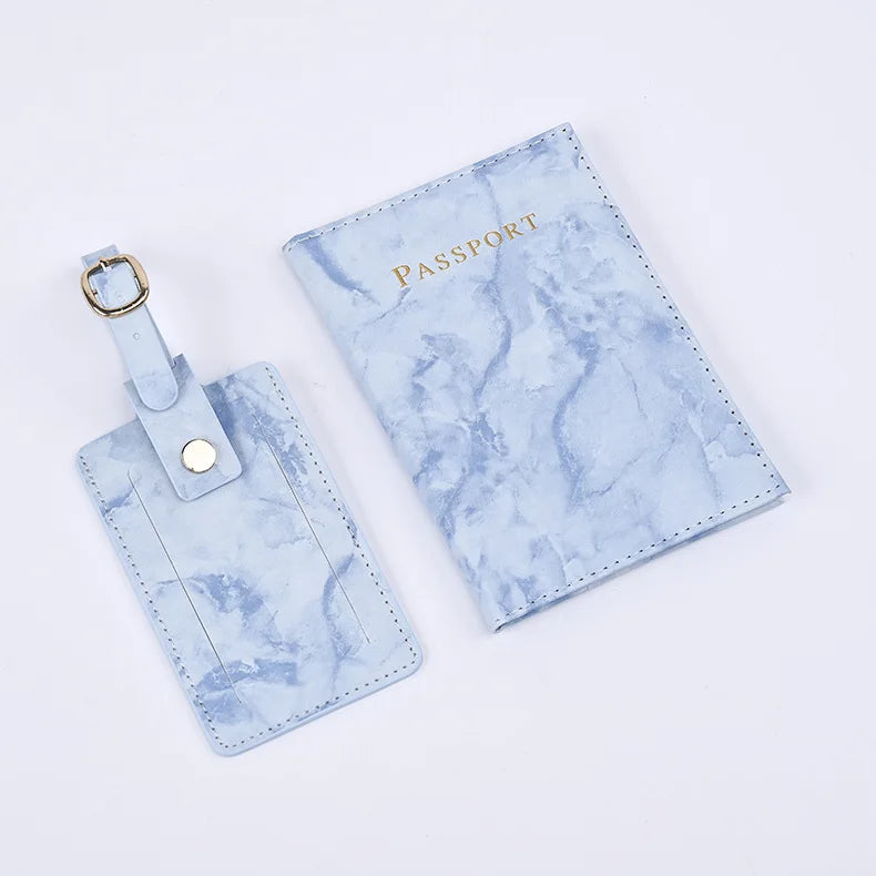 Factory Price Passport Cover + Luggage Tag Pack PU Leather Passport Cover Credit Card Holder Travel Case Wallet