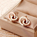 Wholesale Roman Numeral Double Ring Diamond Stainless Steel Earring for Women Light Luxury Versatile18K Gold Plated Earring